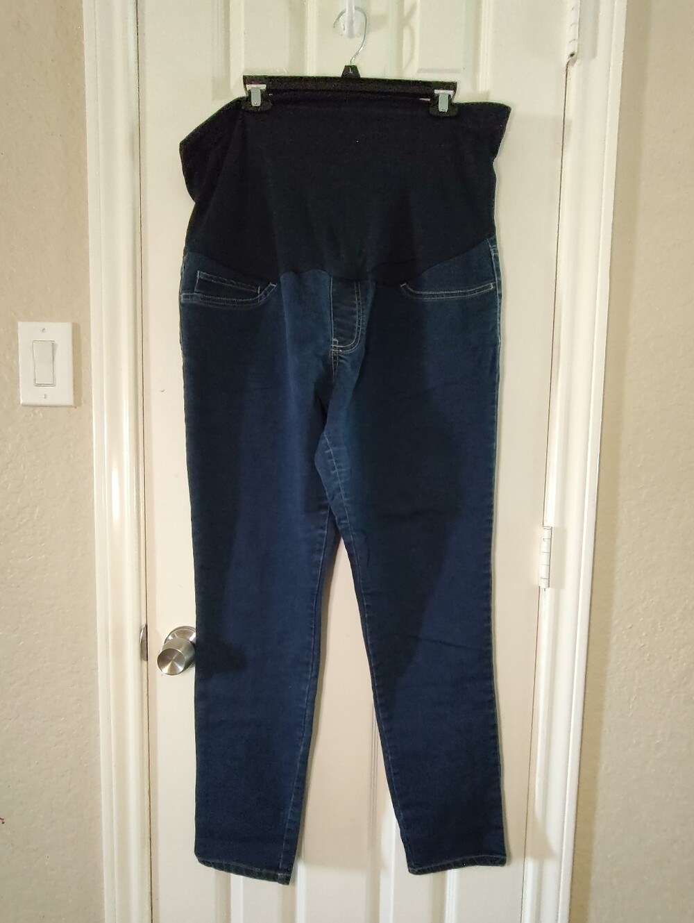 Liz Lange Maternity Plus Size XXL 18 Skinny Jeans Full Belly Panel Blue